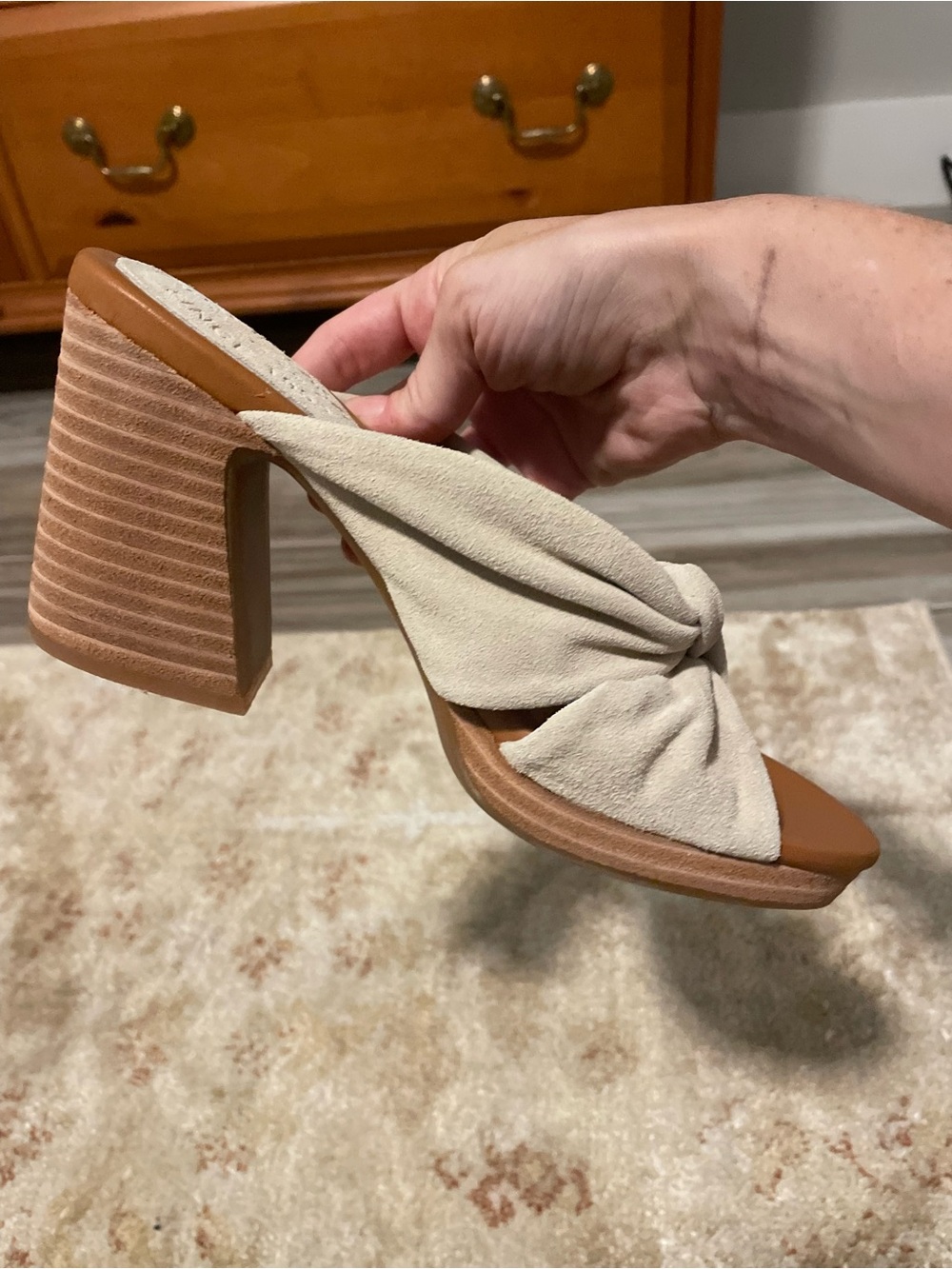 NEW Kork-Ease Haya Slide Sandal Leather Heels Brown & Cream US 8M